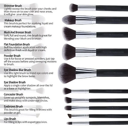 10 Pc Makeup Brush Set