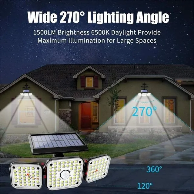 112 LED Solar Lamp 3 Modes Outdoor Waterproof Motion Sensor Wall Light 360 Degree Rotating Spotlight S4767764