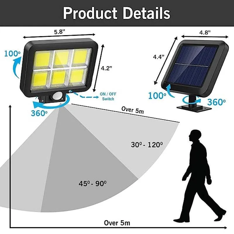 120 Bright COB White Solar LED Light With Solar Panel EJC-819