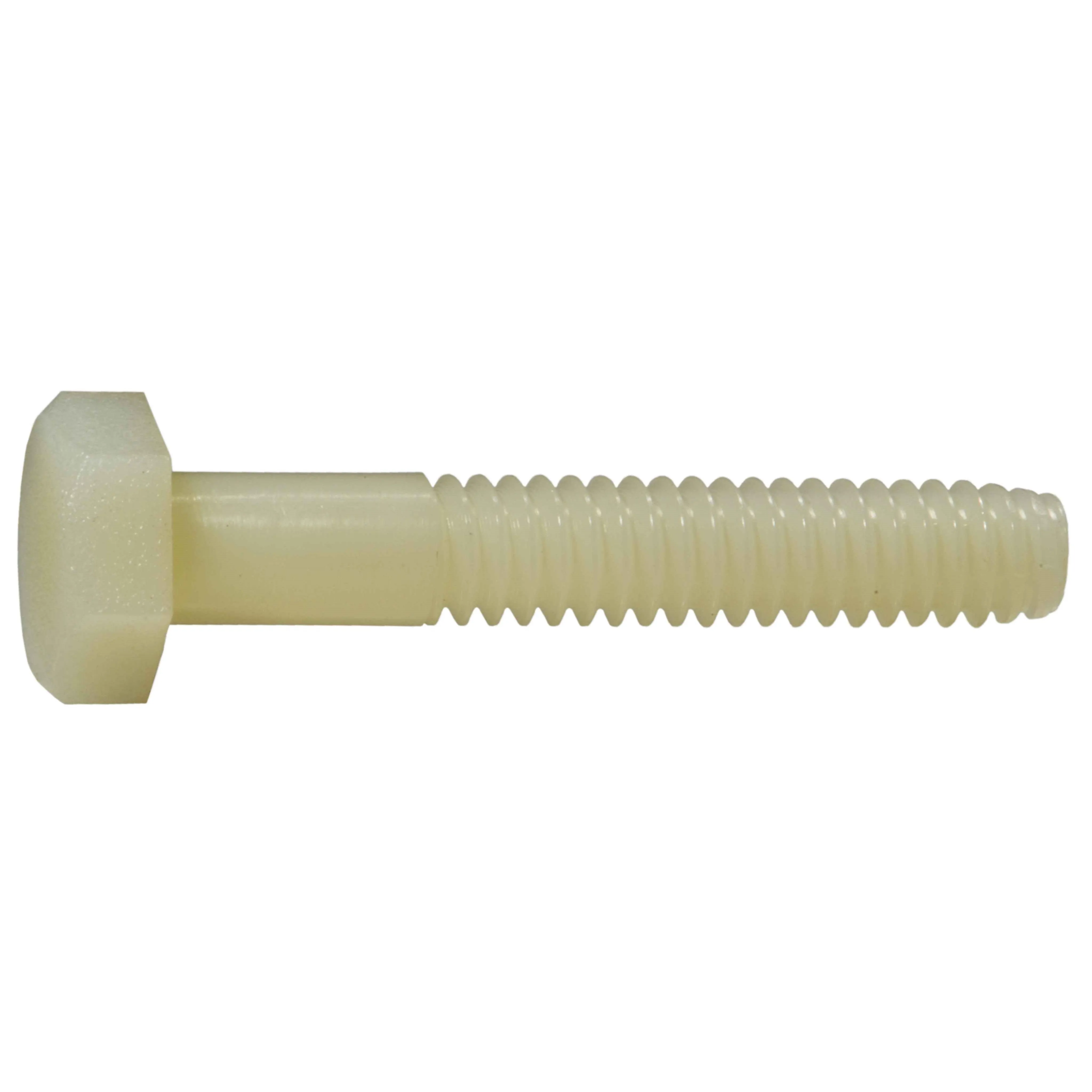 1/4"-20 x 1-1/2" Nylon Plastic Coarse Thread Hex Cap Screws (10 pcs.)