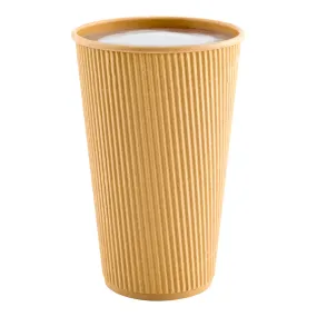 16 oz Kraft Paper Coffee Cup - Ripple Wall - 3 1/2" x 3 1/2" x 5 1/2" - 500 count box