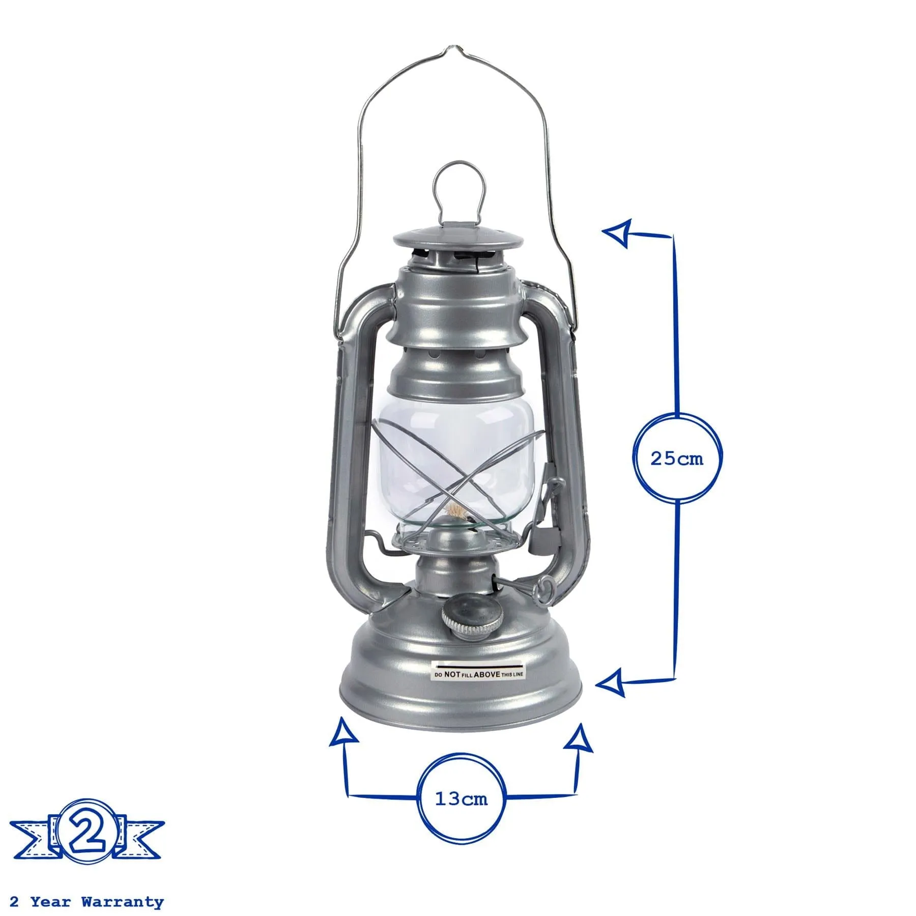 25cm Metal Paraffin Hurricane Lantern - By Redwood