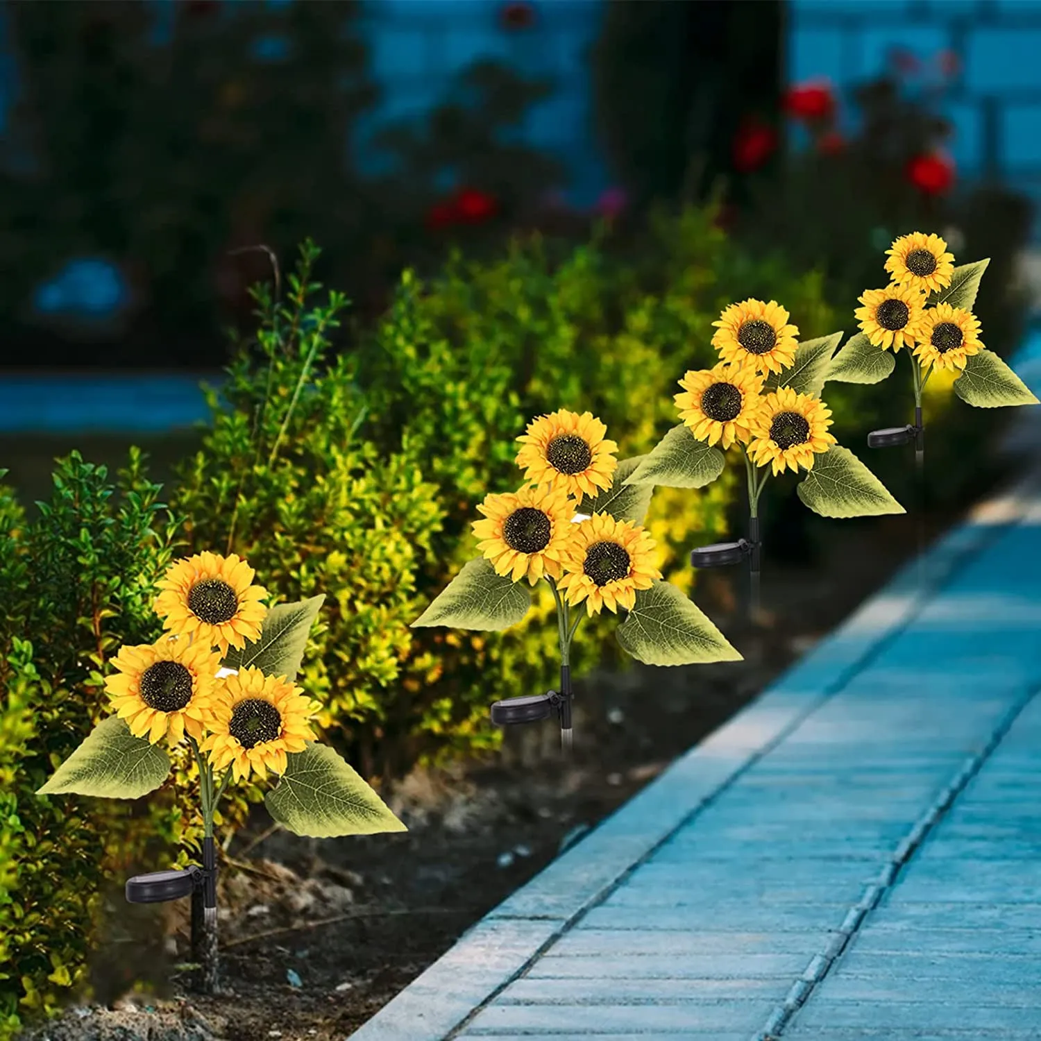 3-Head Sunflower Solar Outdoor Garden Lights