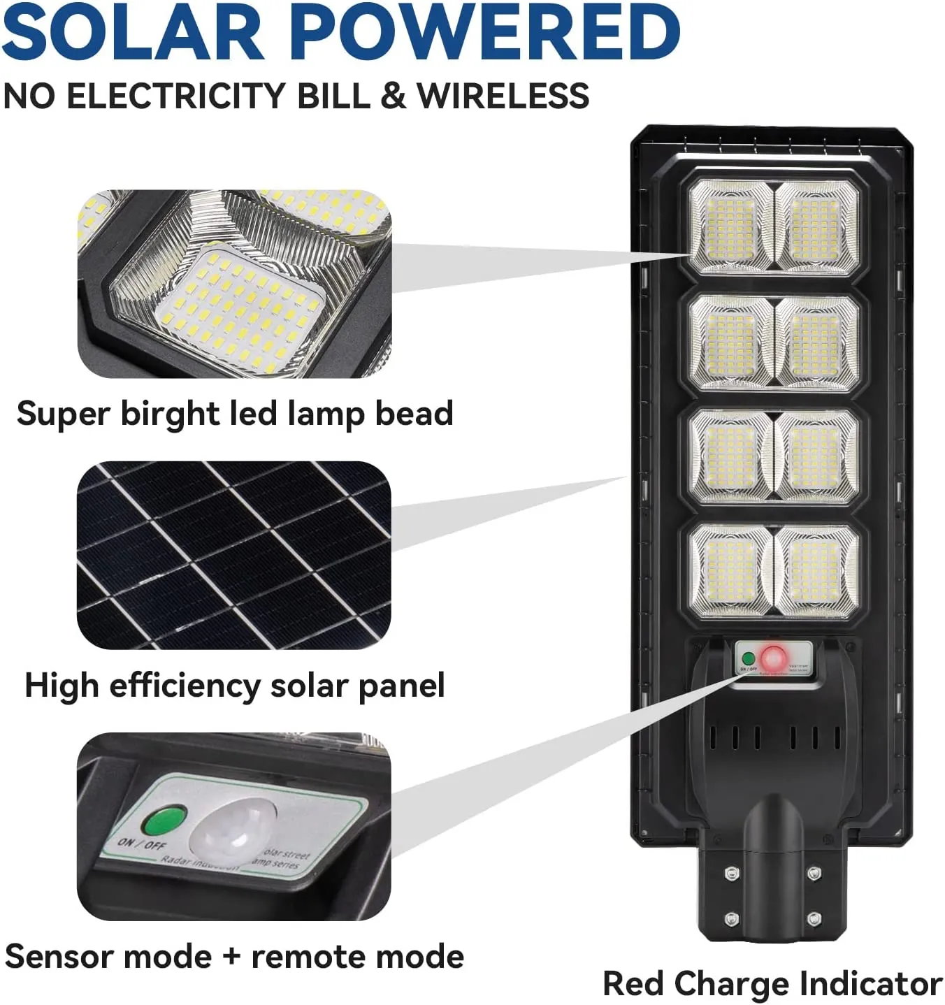 3 PACK 200W solar street lights 20000 lumens