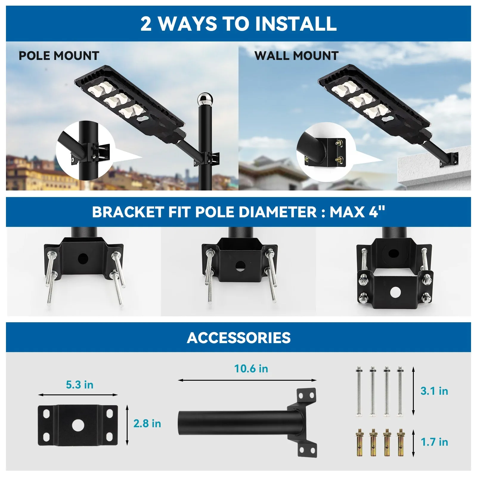 3 PACK 200W solar street lights 20000 lumens