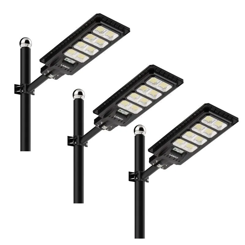 3 PACK 200W solar street lights 20000 lumens