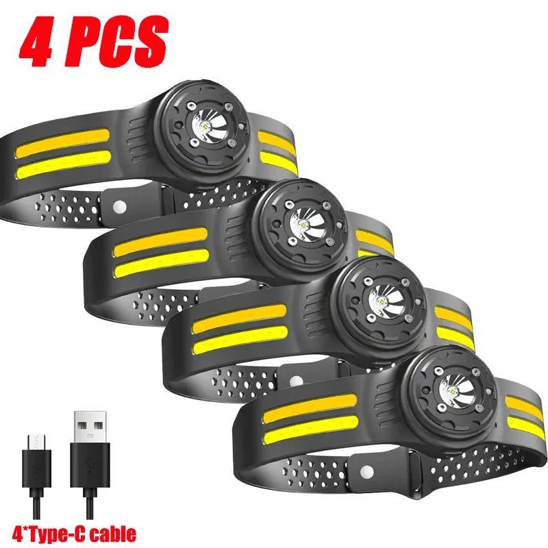 3000LM Rechargeable LED Sensor Headlamp XPE COB Headlight Led Head Torch Camping Search Light Head Flashlight Fishing Lantern