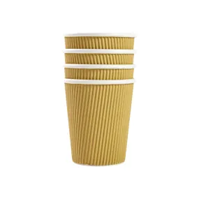 350ml Ripple Paper Coffee Cups Kraft Brown 5pack