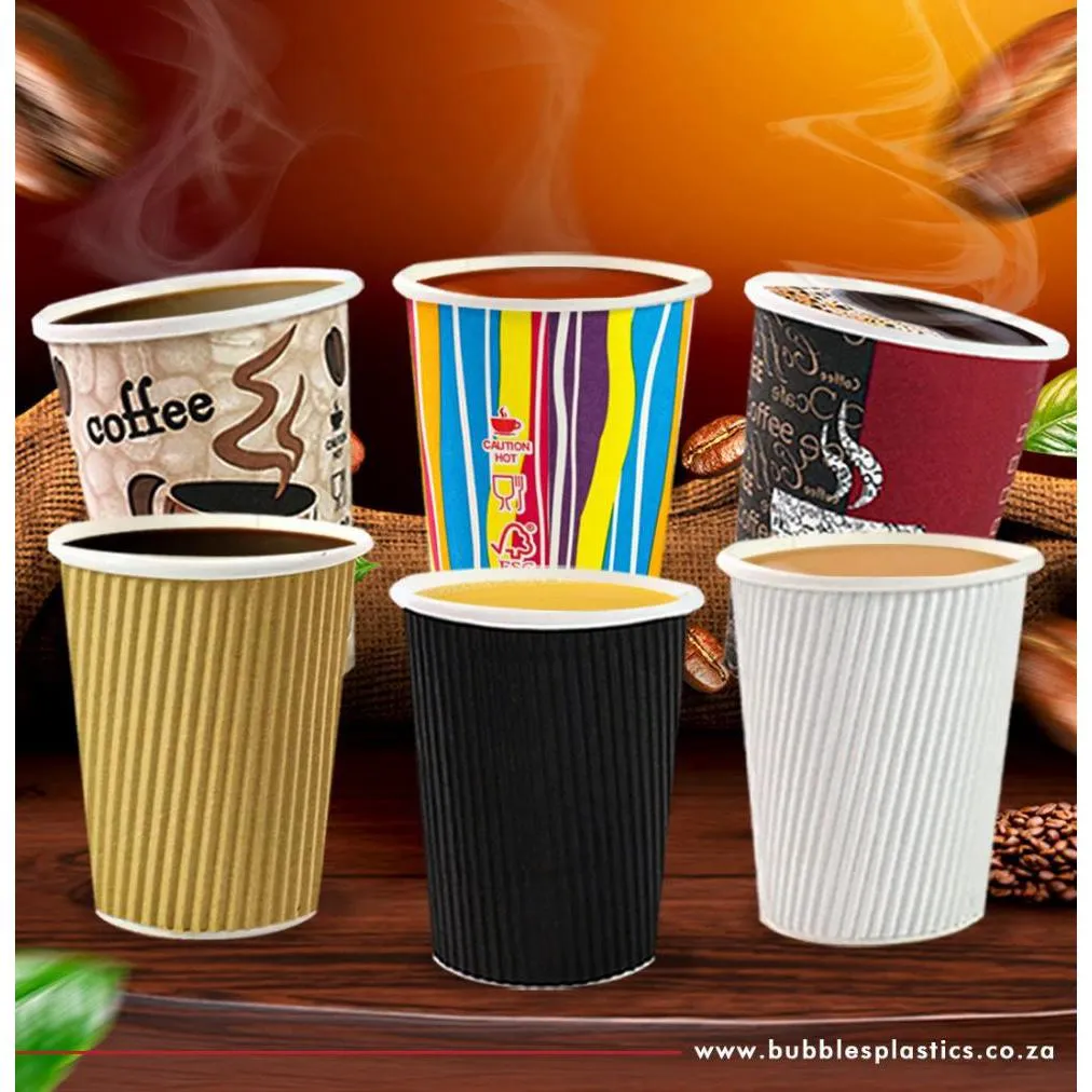 350ml Ripple Paper Coffee Cups Kraft Brown 5pack