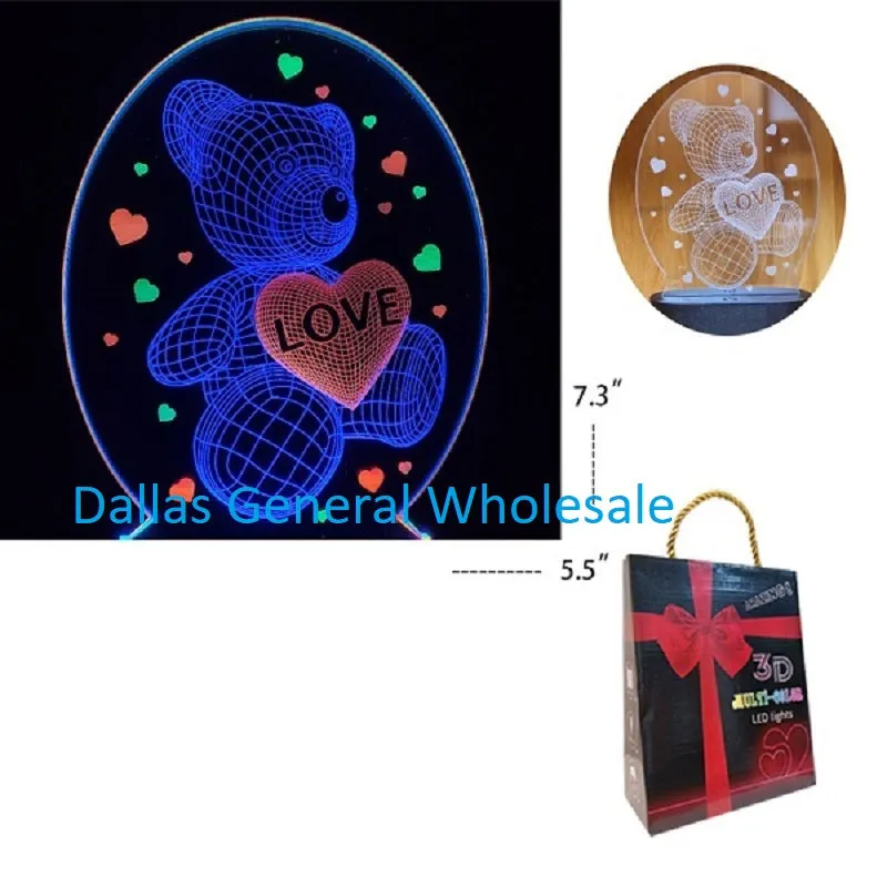 3D Optical Valentines Bear LED Lamps Wholesale