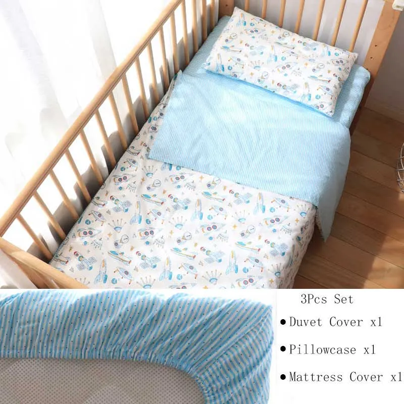 3PC Transportation-Inspired Cotton Crib Bedding Sets