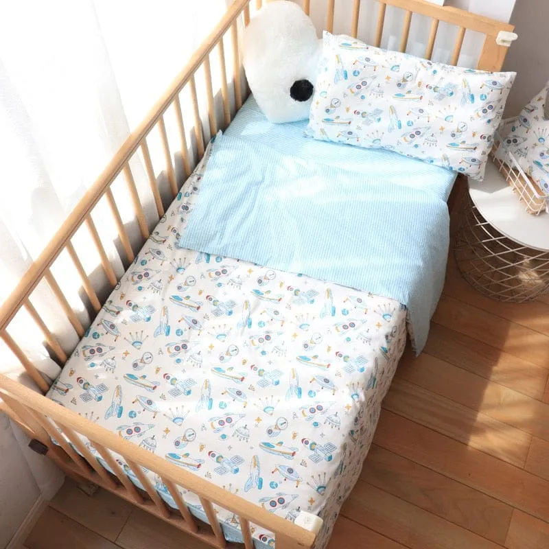 3PC Transportation-Inspired Cotton Crib Bedding Sets