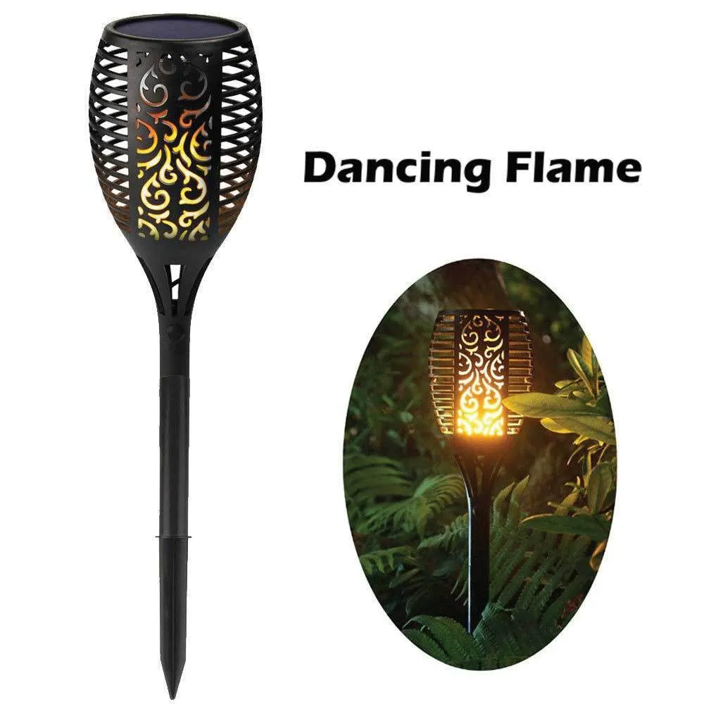 4x Solar Garden LED Torch Outdoor Flame Dancing Flickering Light Tiki Auto Lamp