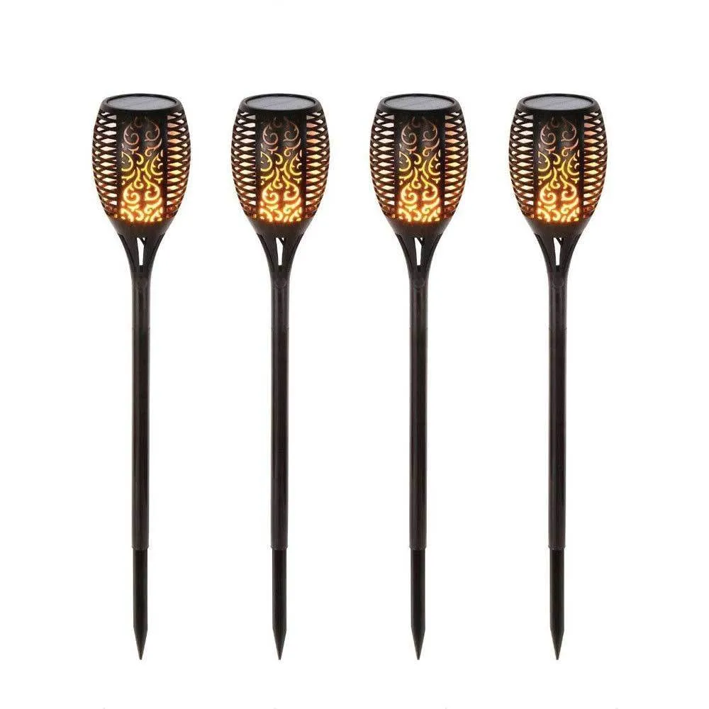 4x Solar Garden LED Torch Outdoor Flame Dancing Flickering Light Tiki Auto Lamp