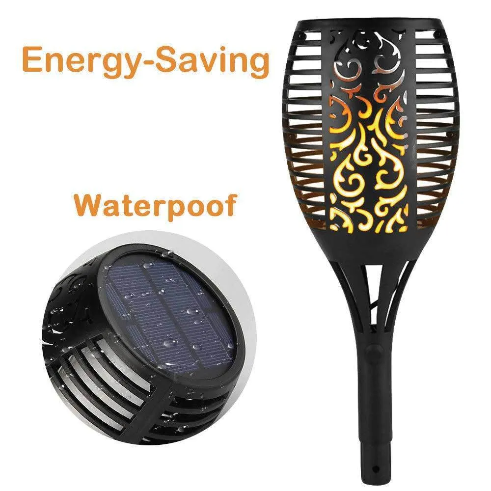 4x Solar Garden LED Torch Outdoor Flame Dancing Flickering Light Tiki Auto Lamp