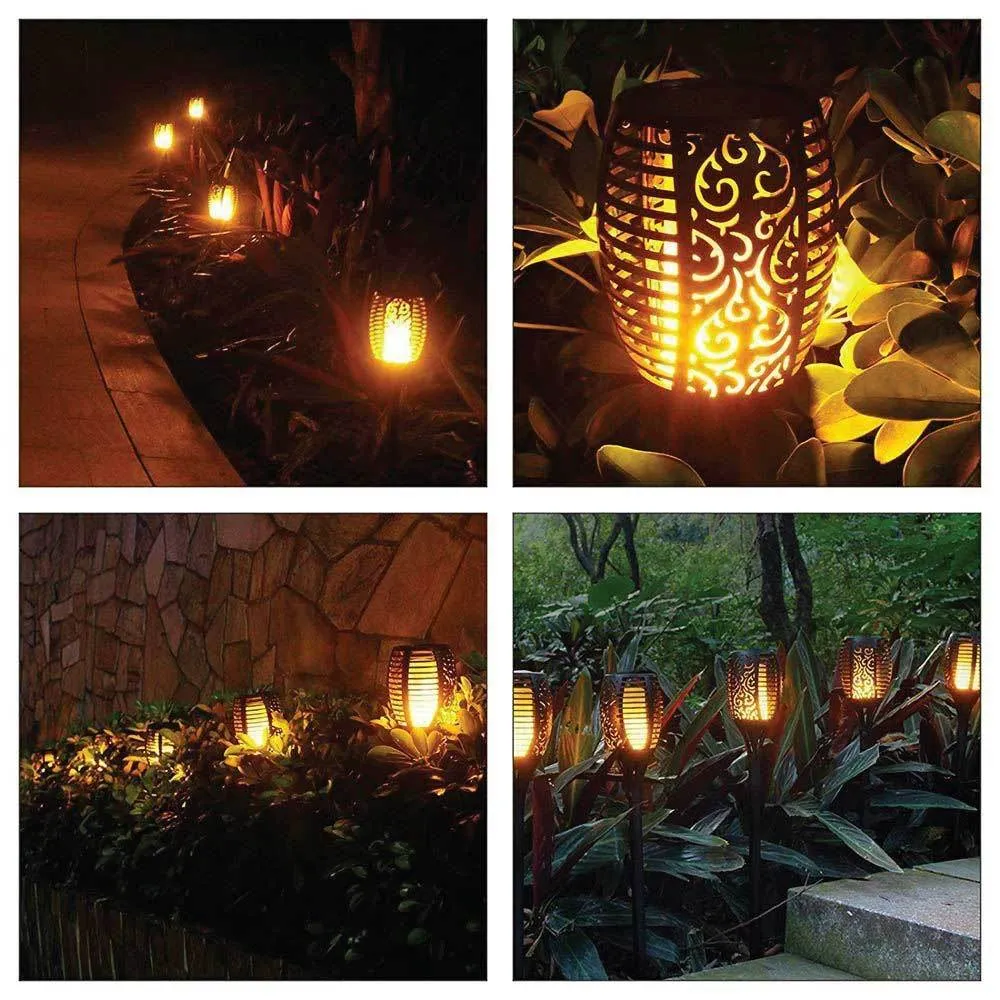 4x Solar Garden LED Torch Outdoor Flame Dancing Flickering Light Tiki Auto Lamp