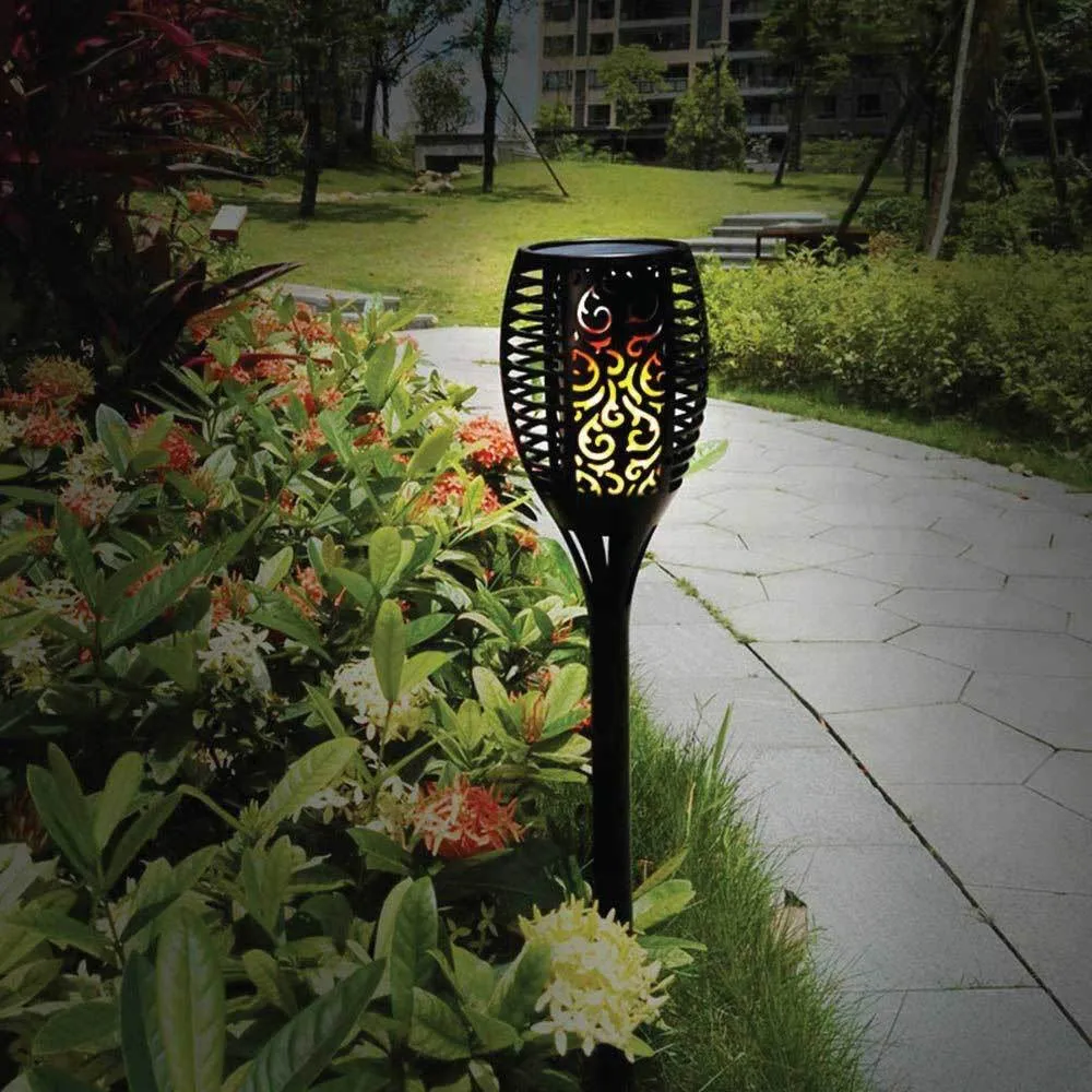 4x Solar Garden LED Torch Outdoor Flame Dancing Flickering Light Tiki Auto Lamp