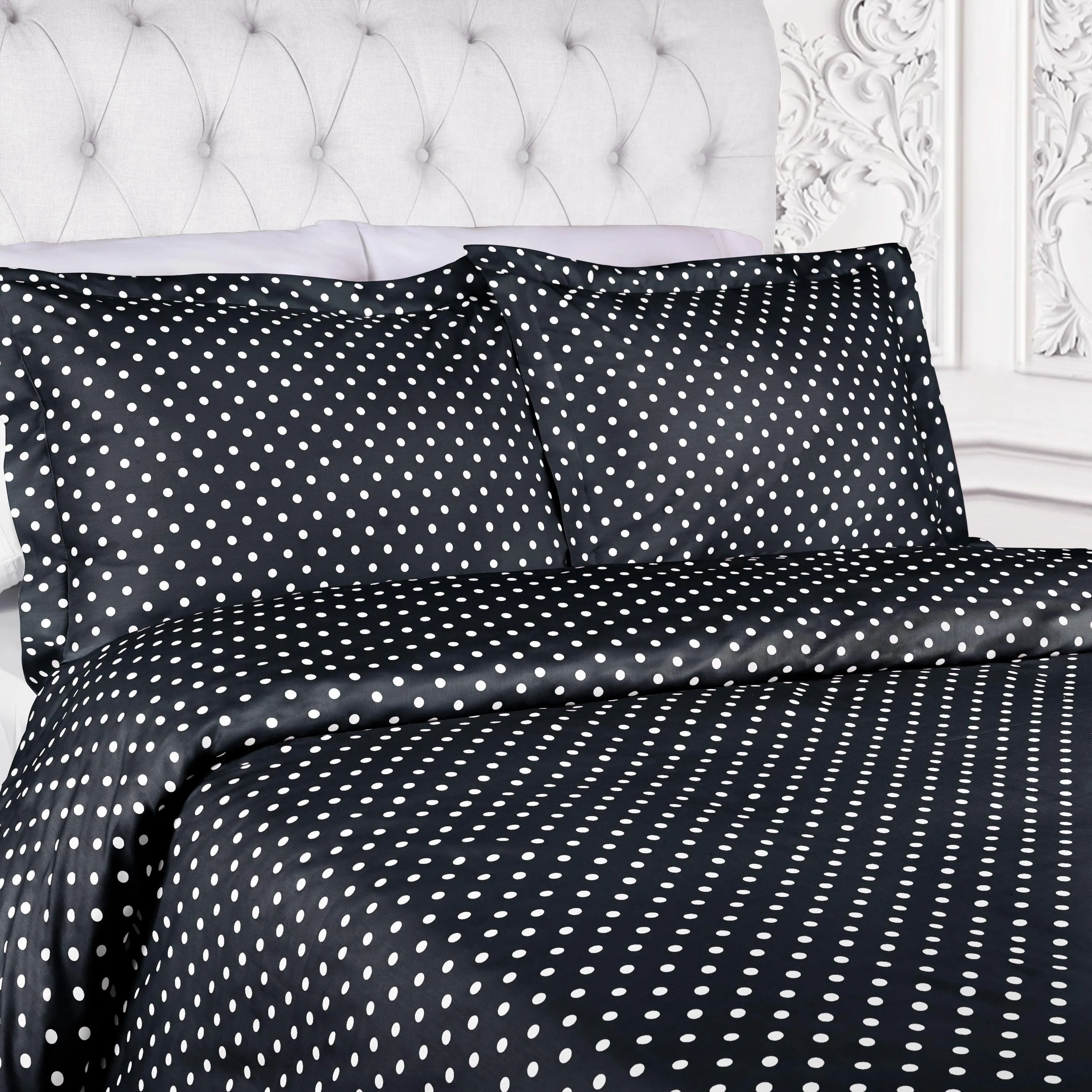 600 Thread Count Cotton Blend Polka Dot Plush Duvet Cover Set