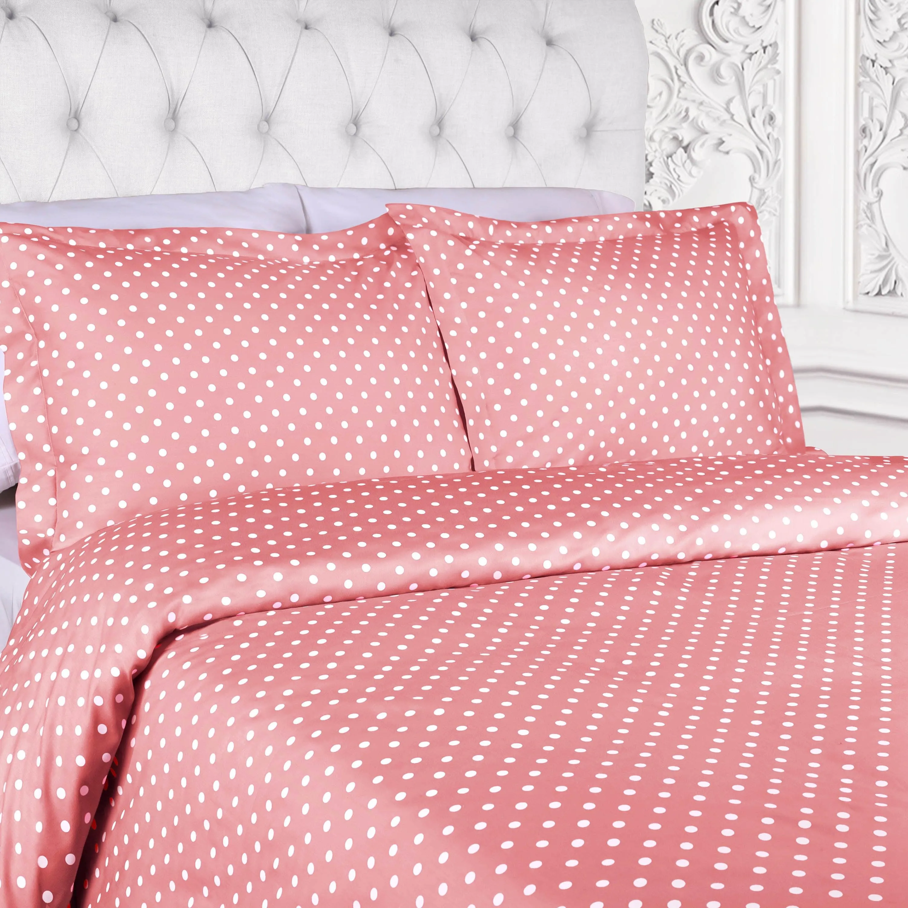 600 Thread Count Cotton Blend Polka Dot Plush Duvet Cover Set