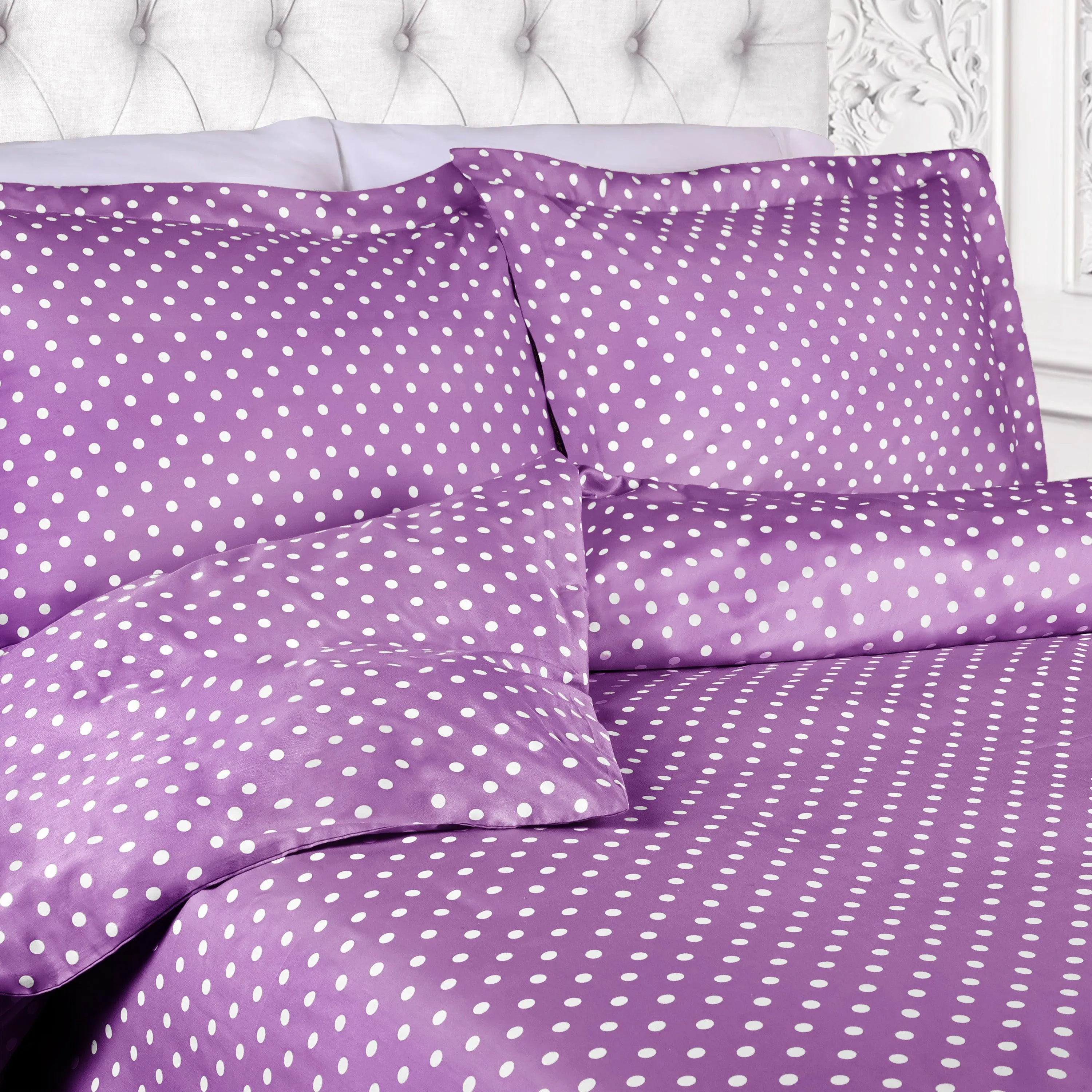 600 Thread Count Cotton Blend Polka Dot Plush Duvet Cover Set