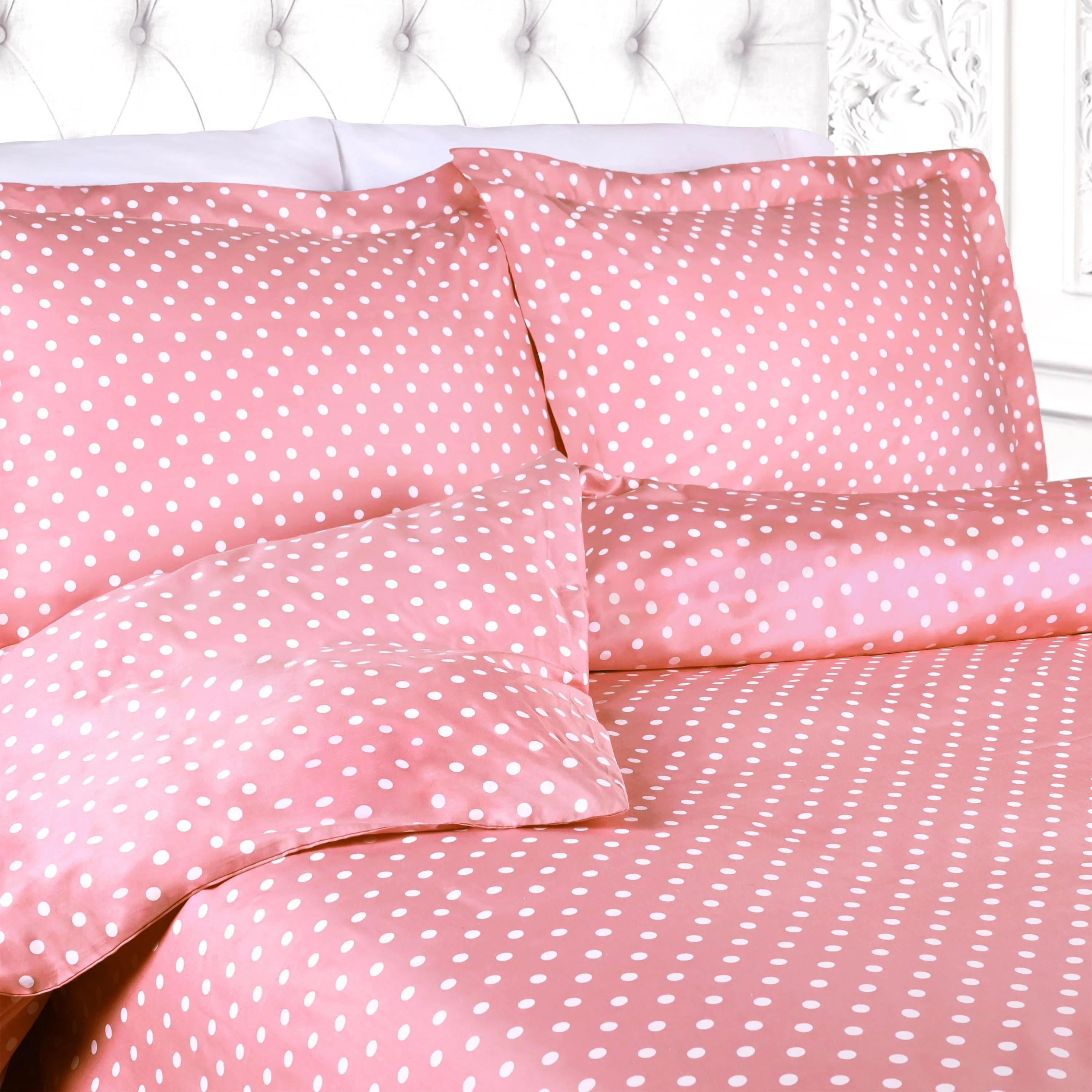 600 Thread Count Cotton Blend Polka Dot Plush Duvet Cover Set