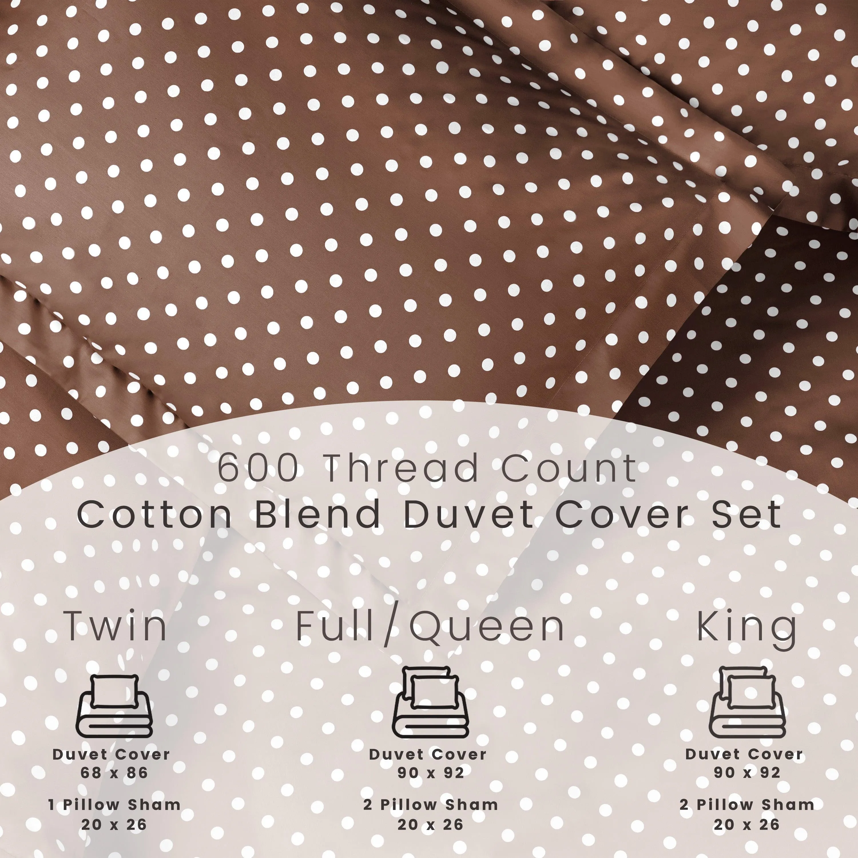 600 Thread Count Cotton Blend Polka Dot Plush Duvet Cover Set