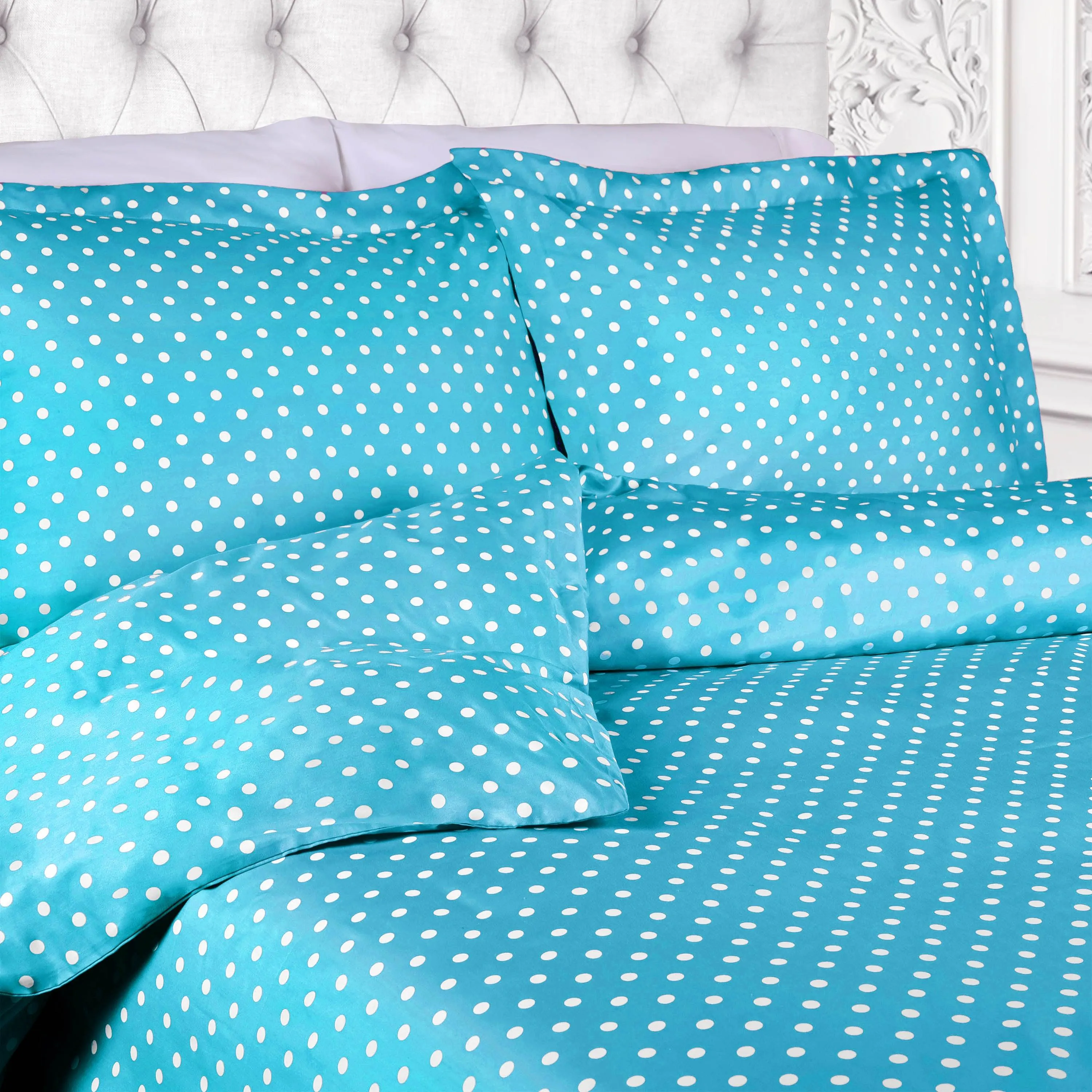 600 Thread Count Cotton Blend Polka Dot Plush Duvet Cover Set