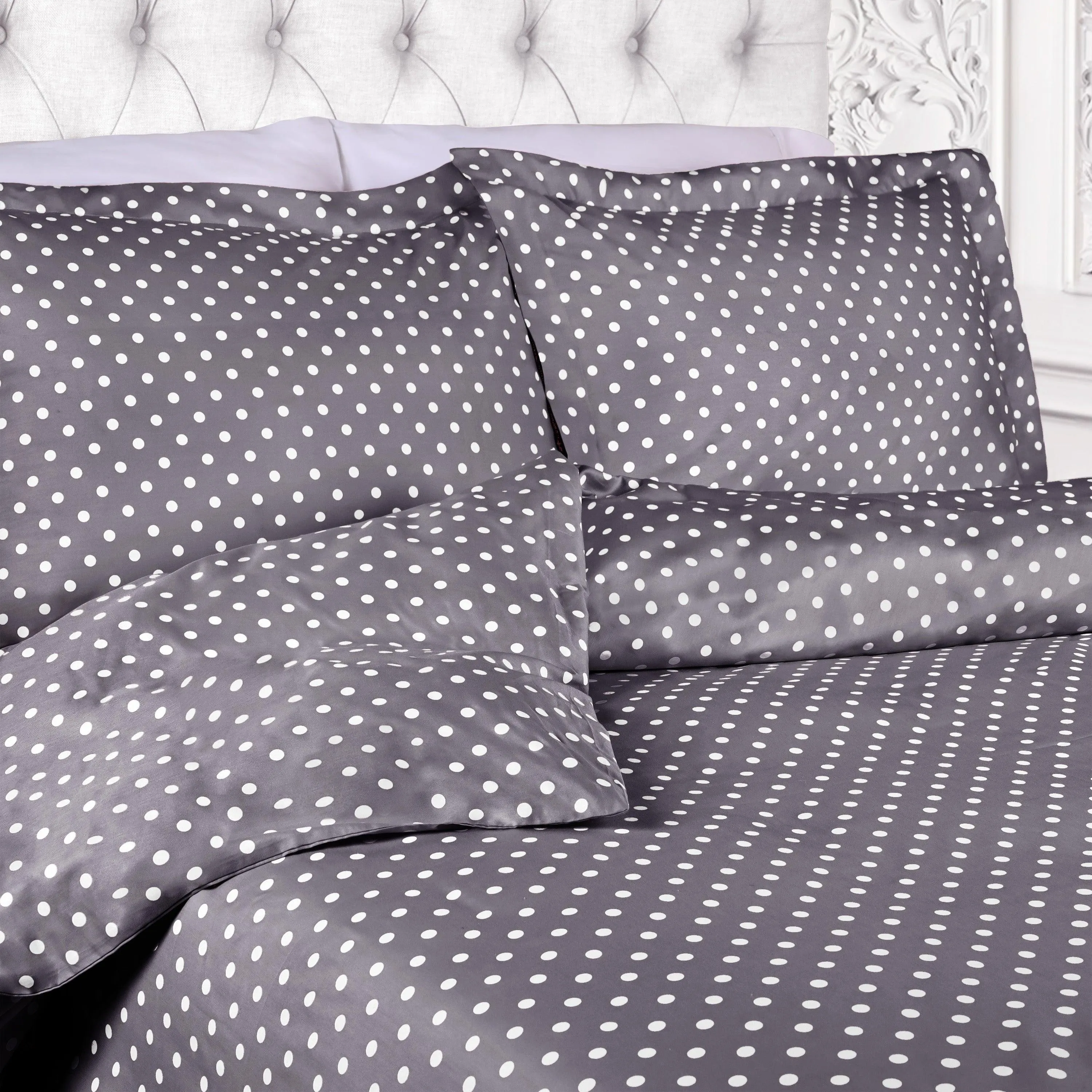 600 Thread Count Cotton Blend Polka Dot Plush Duvet Cover Set