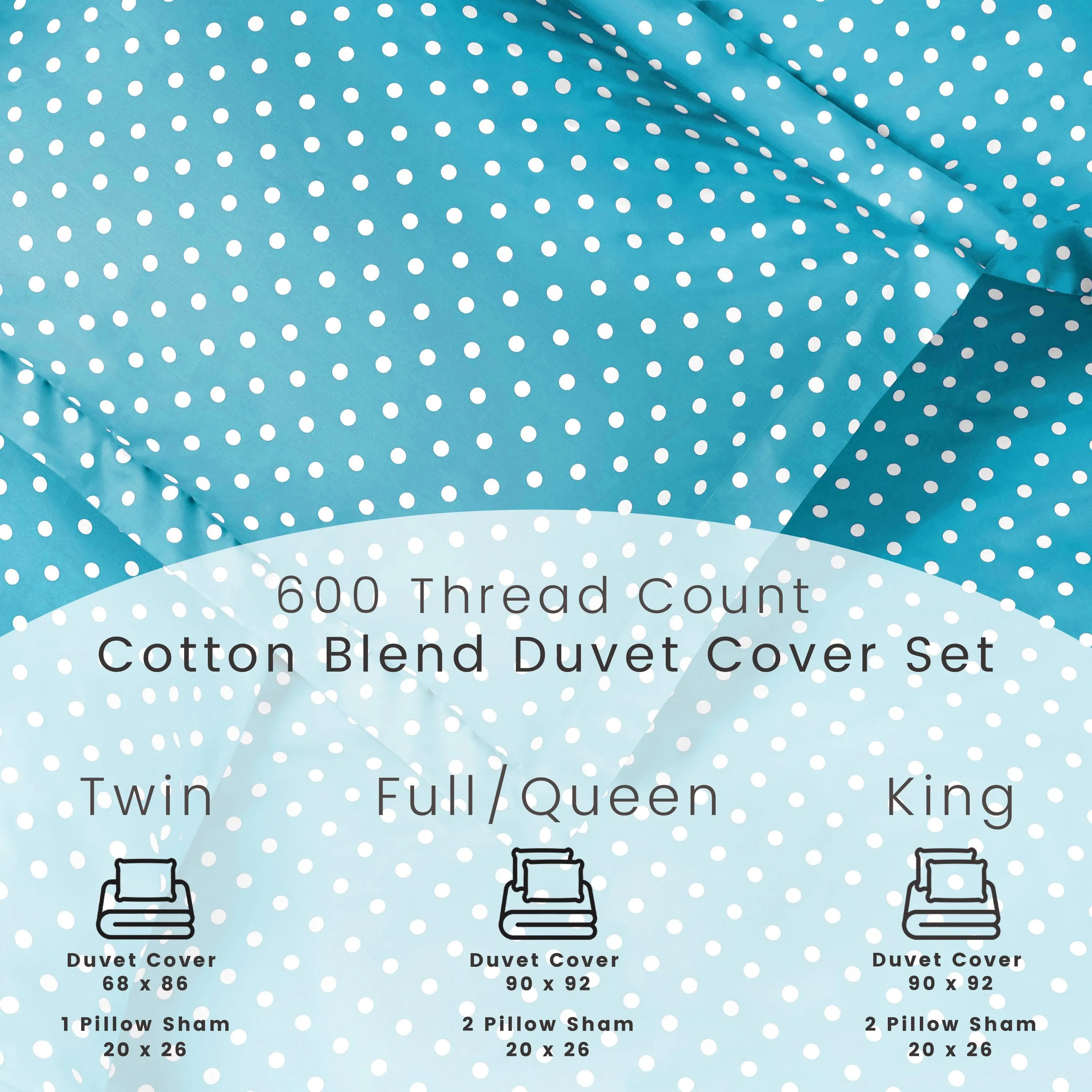 600 Thread Count Cotton Blend Polka Dot Plush Duvet Cover Set