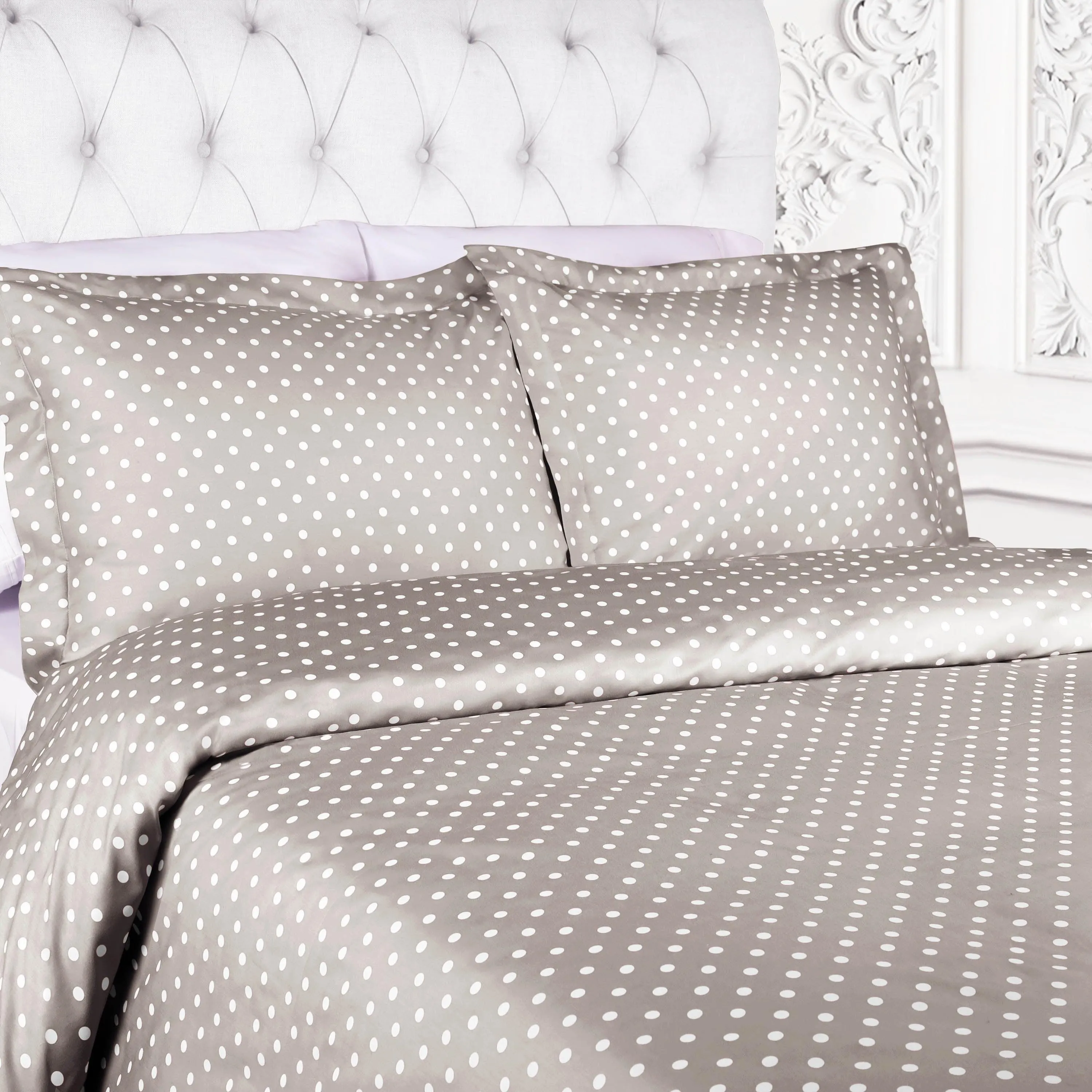 600 Thread Count Cotton Blend Polka Dot Plush Duvet Cover Set