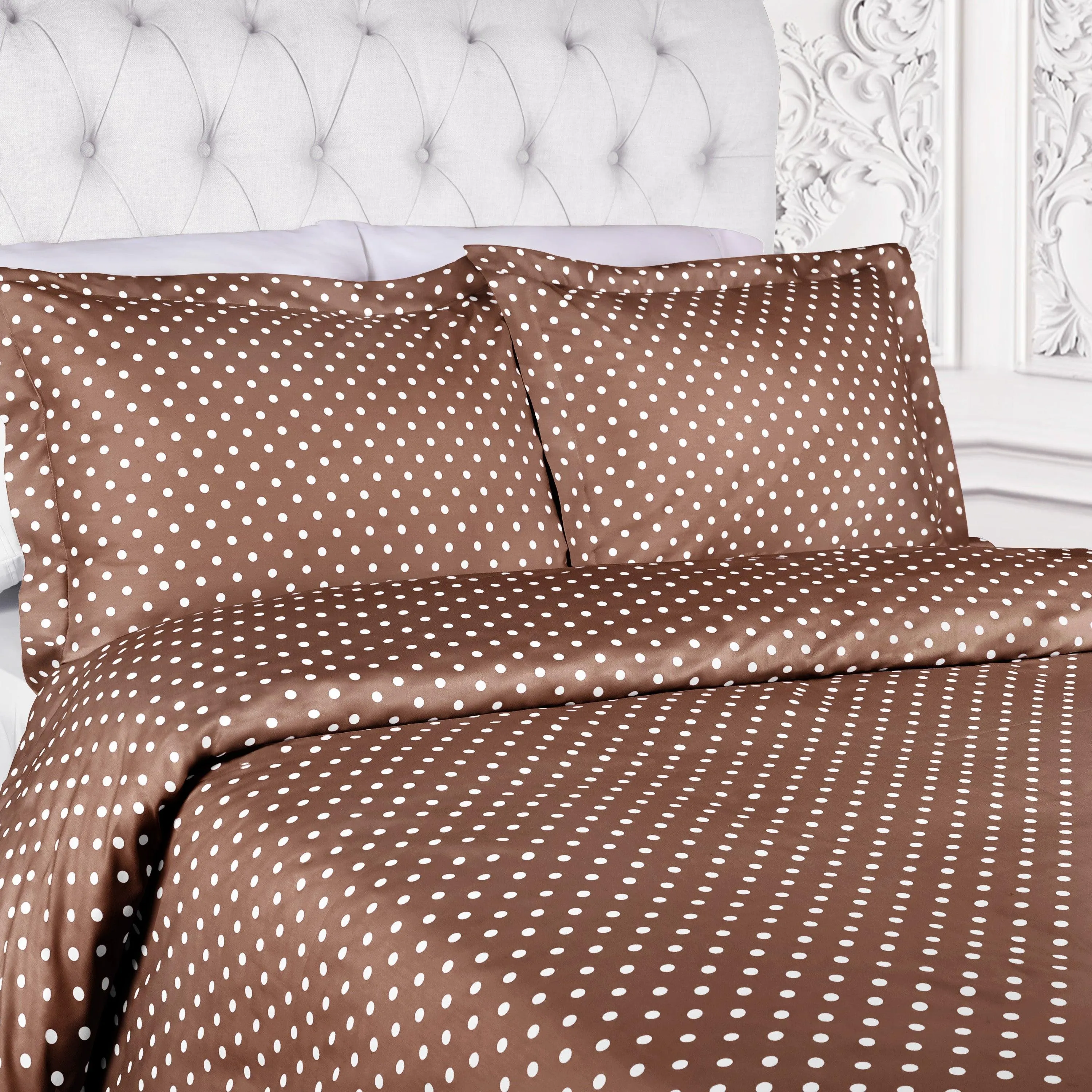 600 Thread Count Cotton Blend Polka Dot Plush Duvet Cover Set