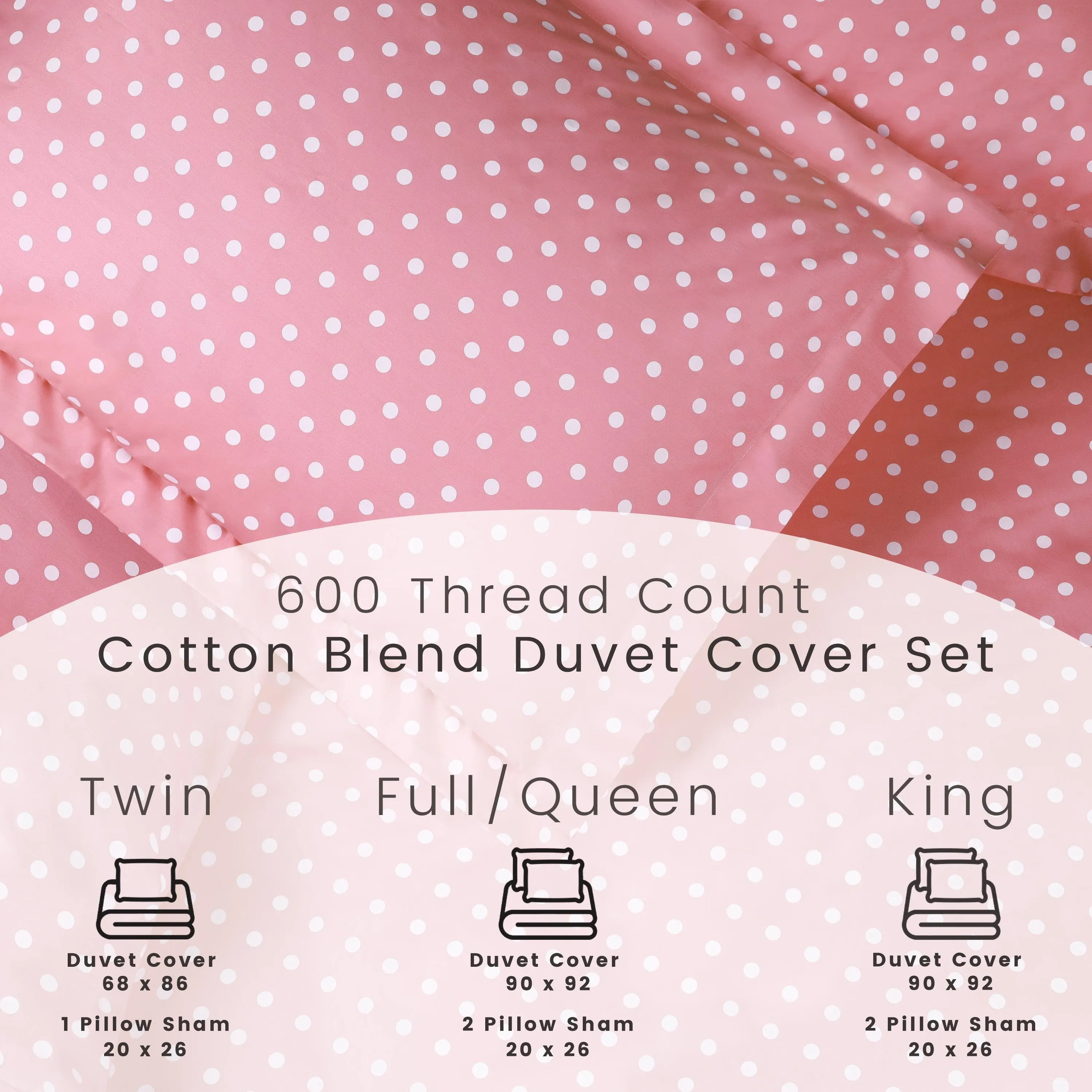 600 Thread Count Cotton Blend Polka Dot Plush Duvet Cover Set