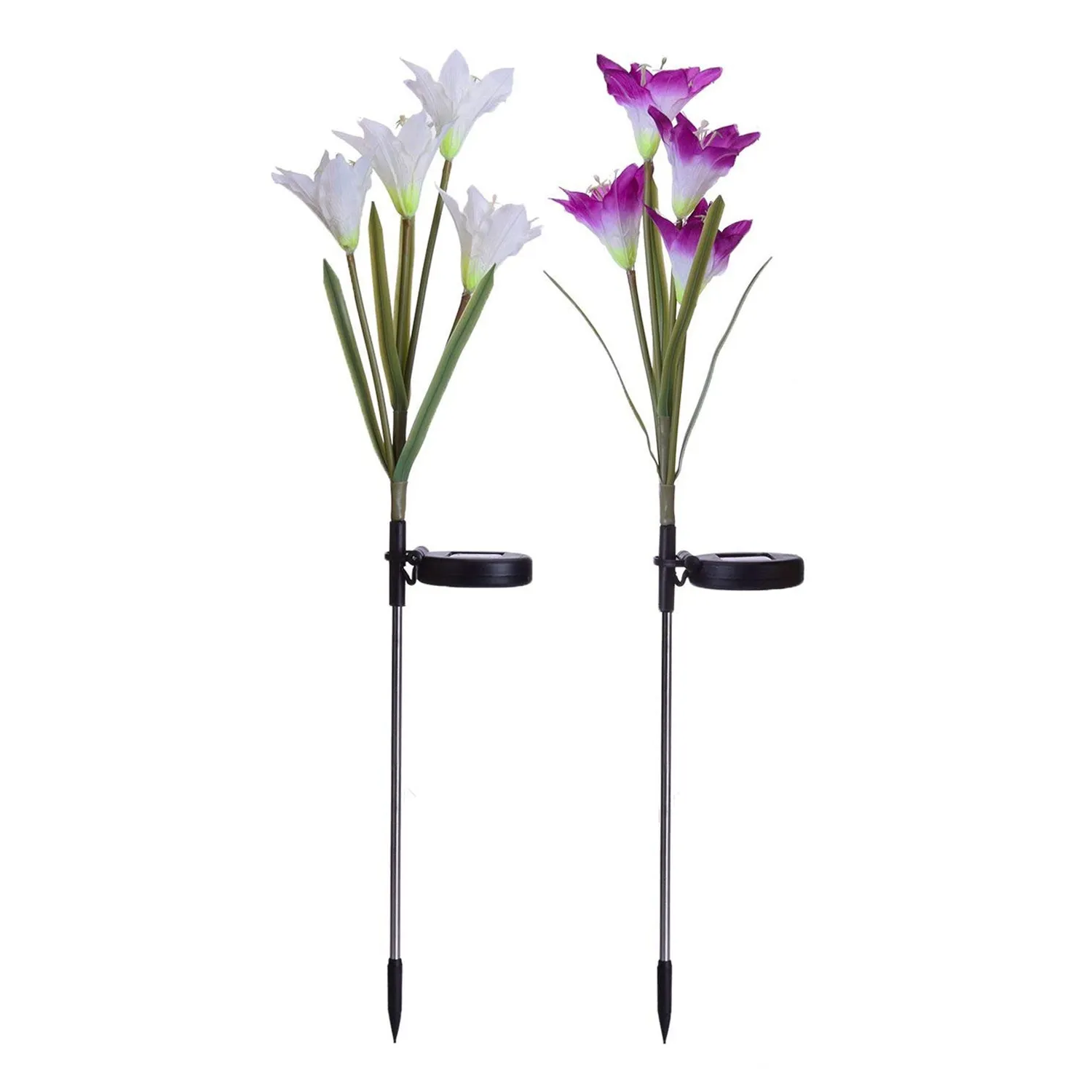 6616B Waterproof Outdoor Solar Lily Flower Stake Lights ( Pack Of 2 pcs )