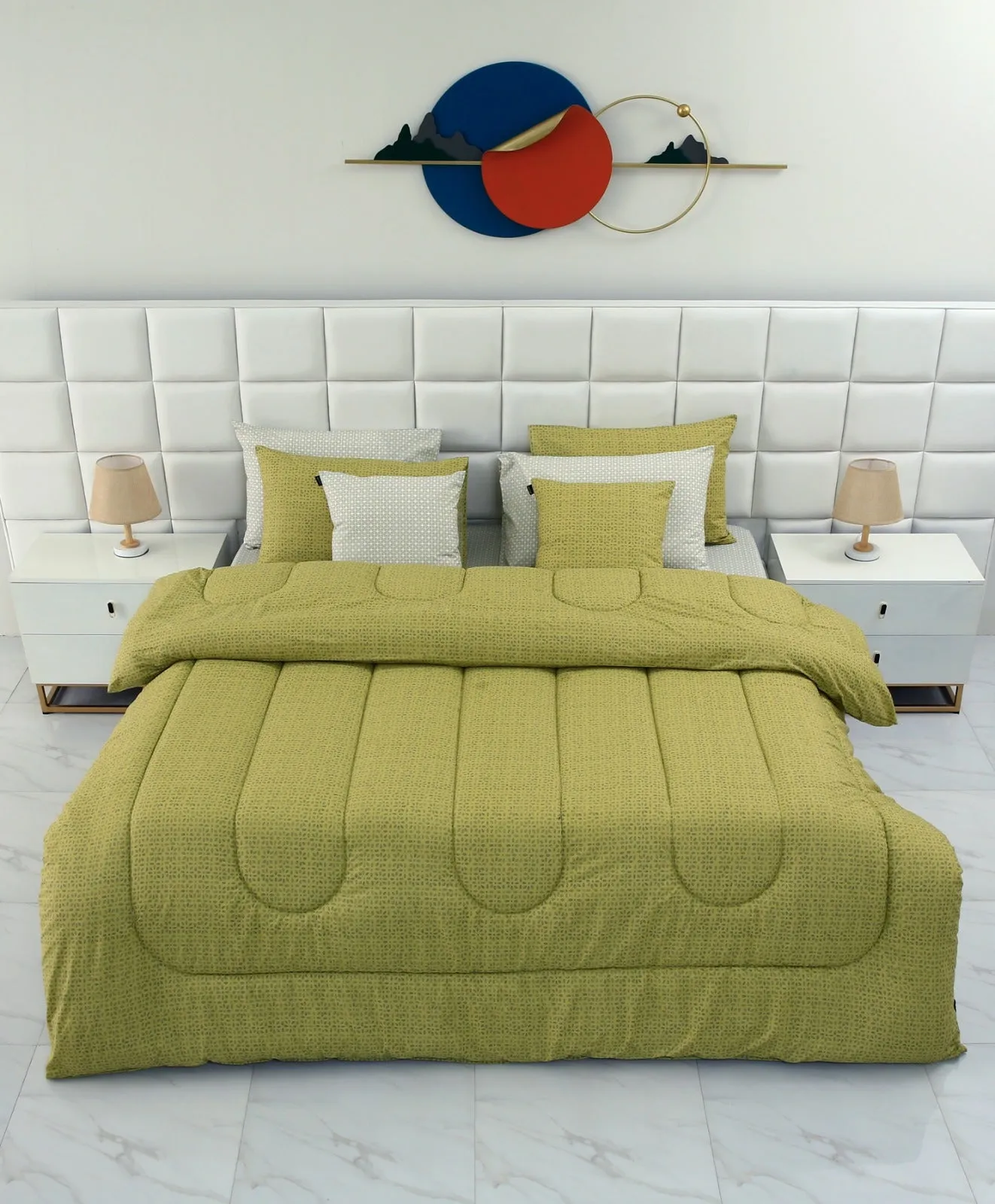 8 PCs Winter Comforter Set-Lime Texture