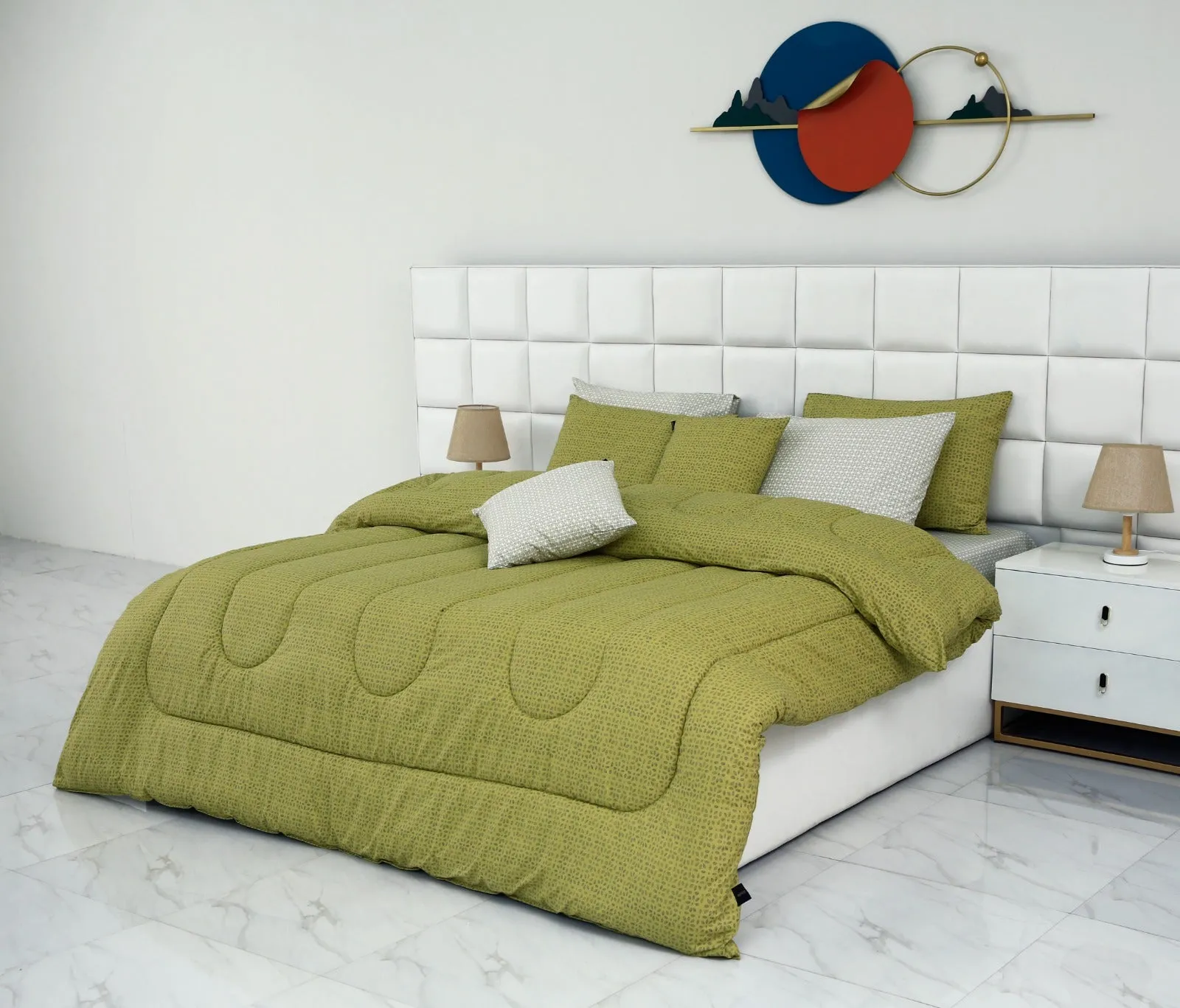 8 PCs Winter Comforter Set-Lime Texture