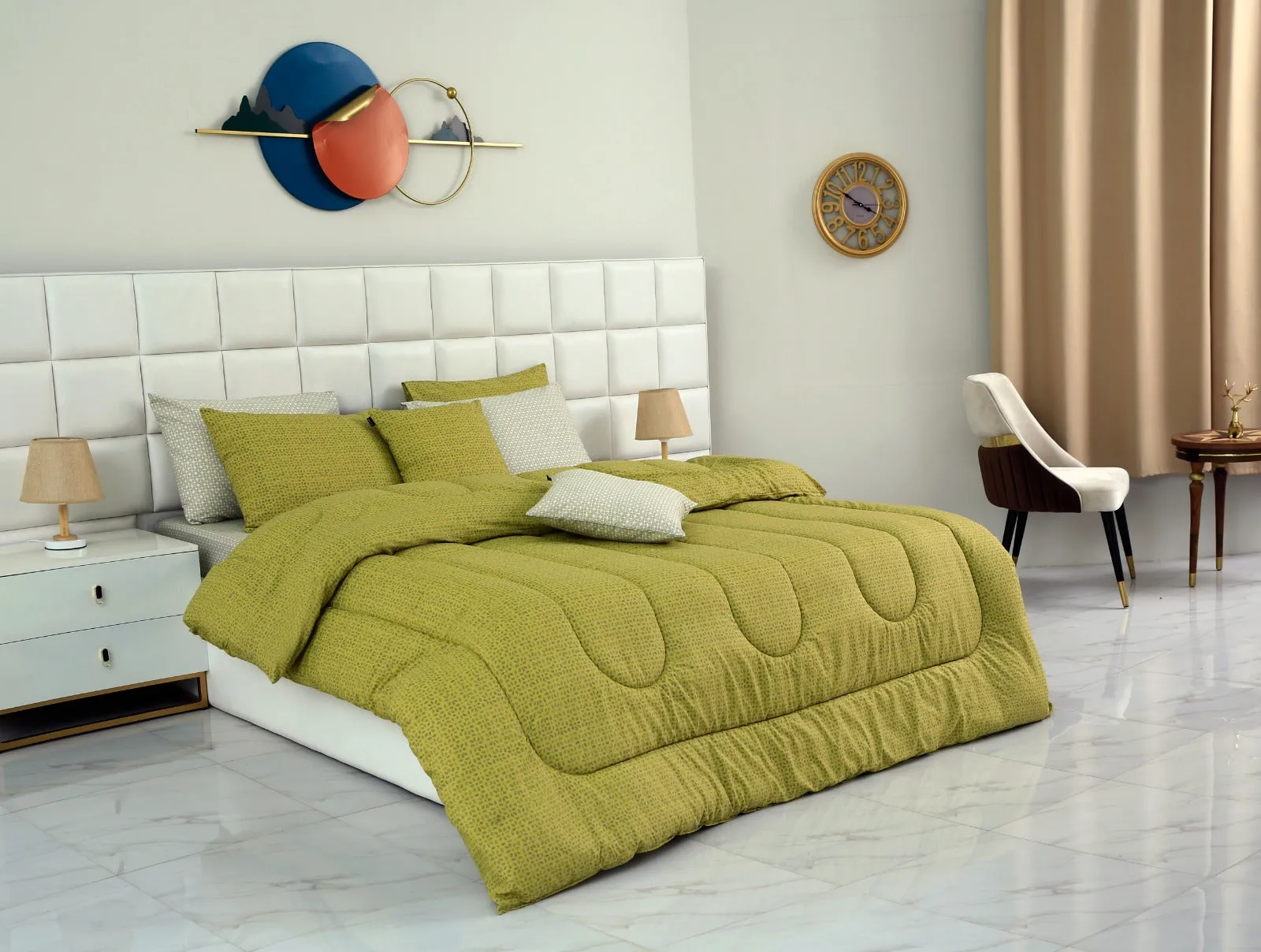 8 PCs Winter Comforter Set-Lime Texture