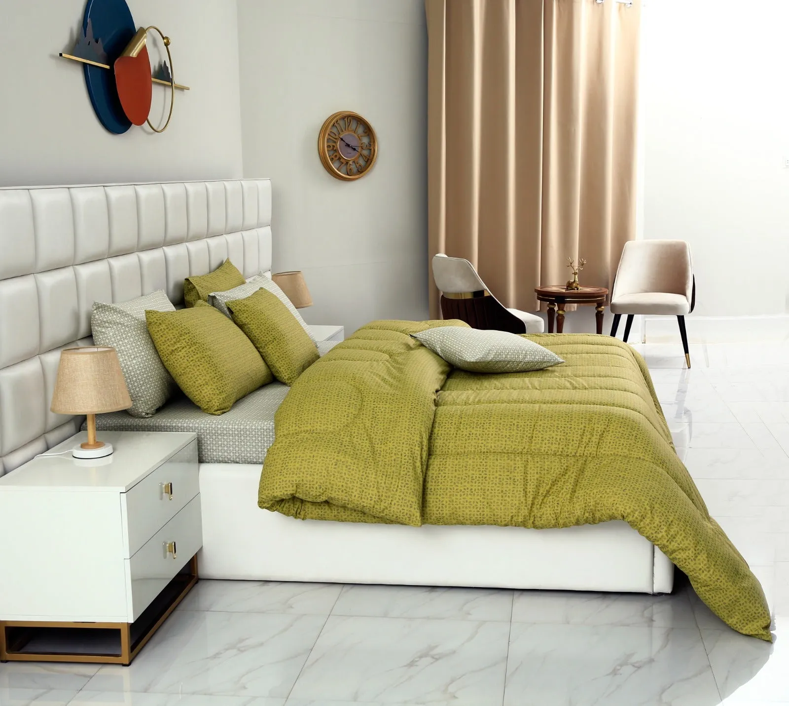 8 PCs Winter Comforter Set-Lime Texture