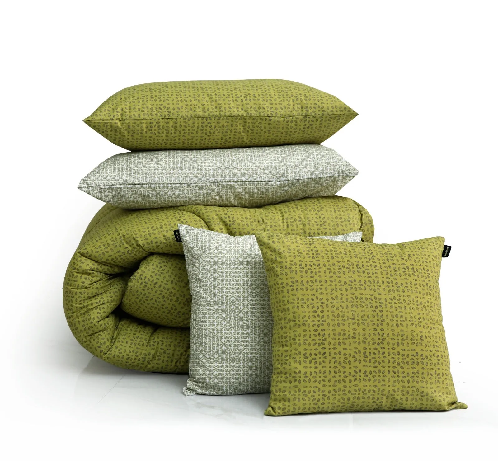 8 PCs Winter Comforter Set-Lime Texture