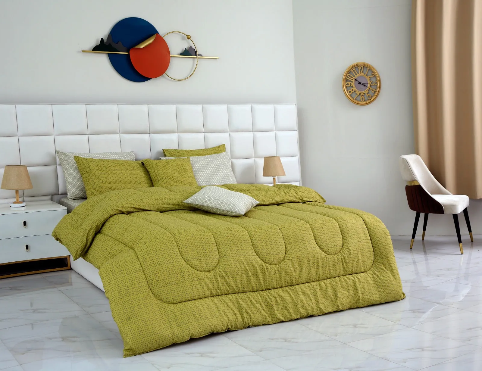 8 PCs Winter Comforter Set-Lime Texture