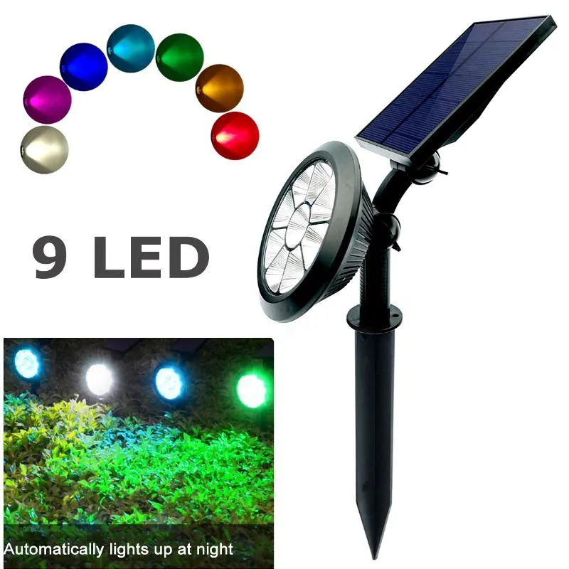 9 LED Spotlight Outdoor Solar Lawn Light Waterproof For Home/Garden/Wedding