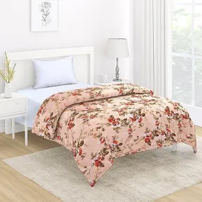 AC Comforter and Bedding Set for Single Bed, Peach Blooming Flowers