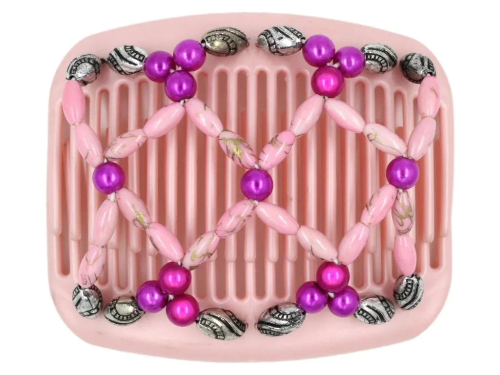 African Butterfly Hair Comb - Ndalena Pink Pearl 05