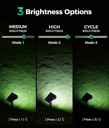 Airmee Solar Lights for Outside, ‎700 Lumen Bright Outdoor Spot Lights IP68 Waterproof, 3 Modes Solar Landscape Lights 40000H Lifespan, Auto On/Off Garden Lights for Yard/Pathway, Cold White 4 Pack