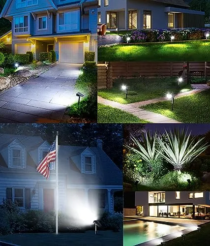 Airmee Solar Lights for Outside, ‎700 Lumen Bright Outdoor Spot Lights IP68 Waterproof, 3 Modes Solar Landscape Lights 40000H Lifespan, Auto On/Off Garden Lights for Yard/Pathway, Cold White 4 Pack