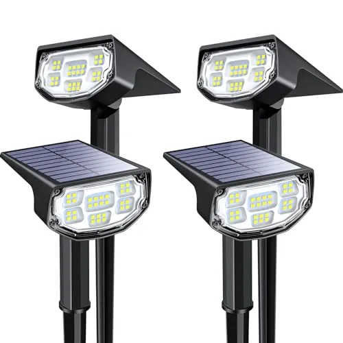 Airmee Solar Lights for Outside, ‎700 Lumen Bright Outdoor Spot Lights IP68 Waterproof, 3 Modes Solar Landscape Lights 40000H Lifespan, Auto On/Off Garden Lights for Yard/Pathway, Cold White 4 Pack