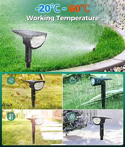 Airmee Solar Lights for Outside, ‎700 Lumen Bright Outdoor Spot Lights IP68 Waterproof, 3 Modes Solar Landscape Lights 40000H Lifespan, Auto On/Off Garden Lights for Yard/Pathway, Cold White 4 Pack