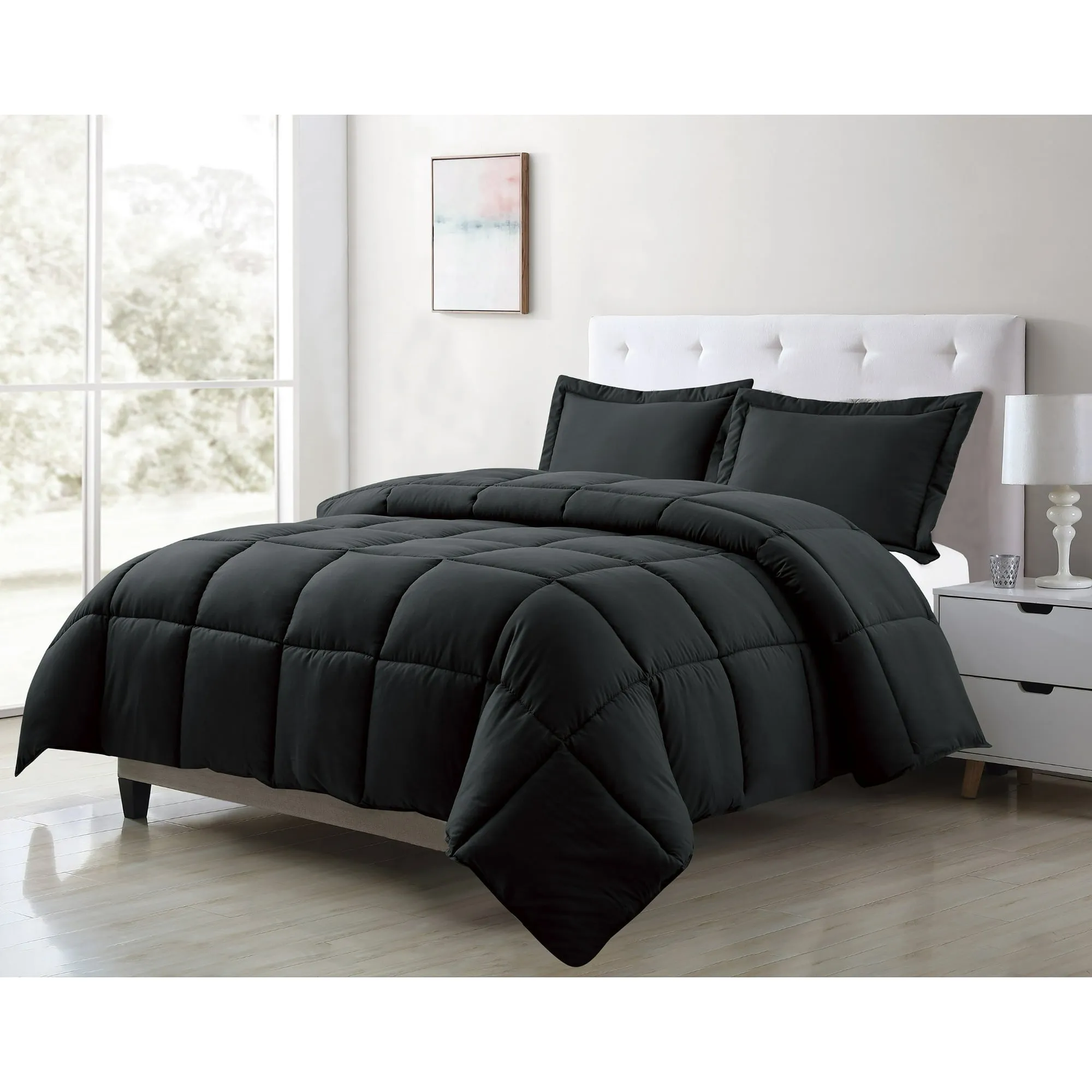 All Season Down Alternative Comforter and Sham Set Hypoallergenic Plush Microfiber Fill