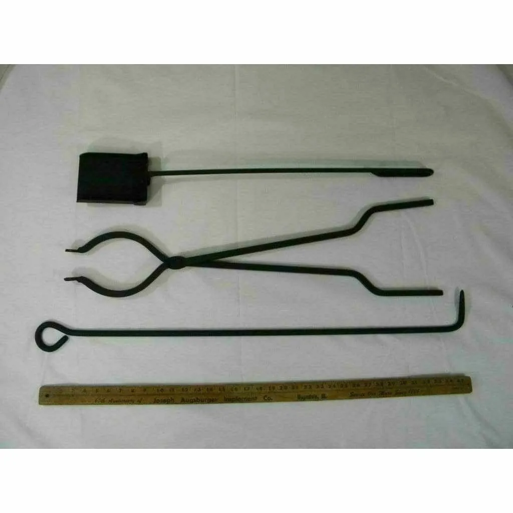 Amish Fire Tools -Ash Shovel, Fire Poker & Log Tongs