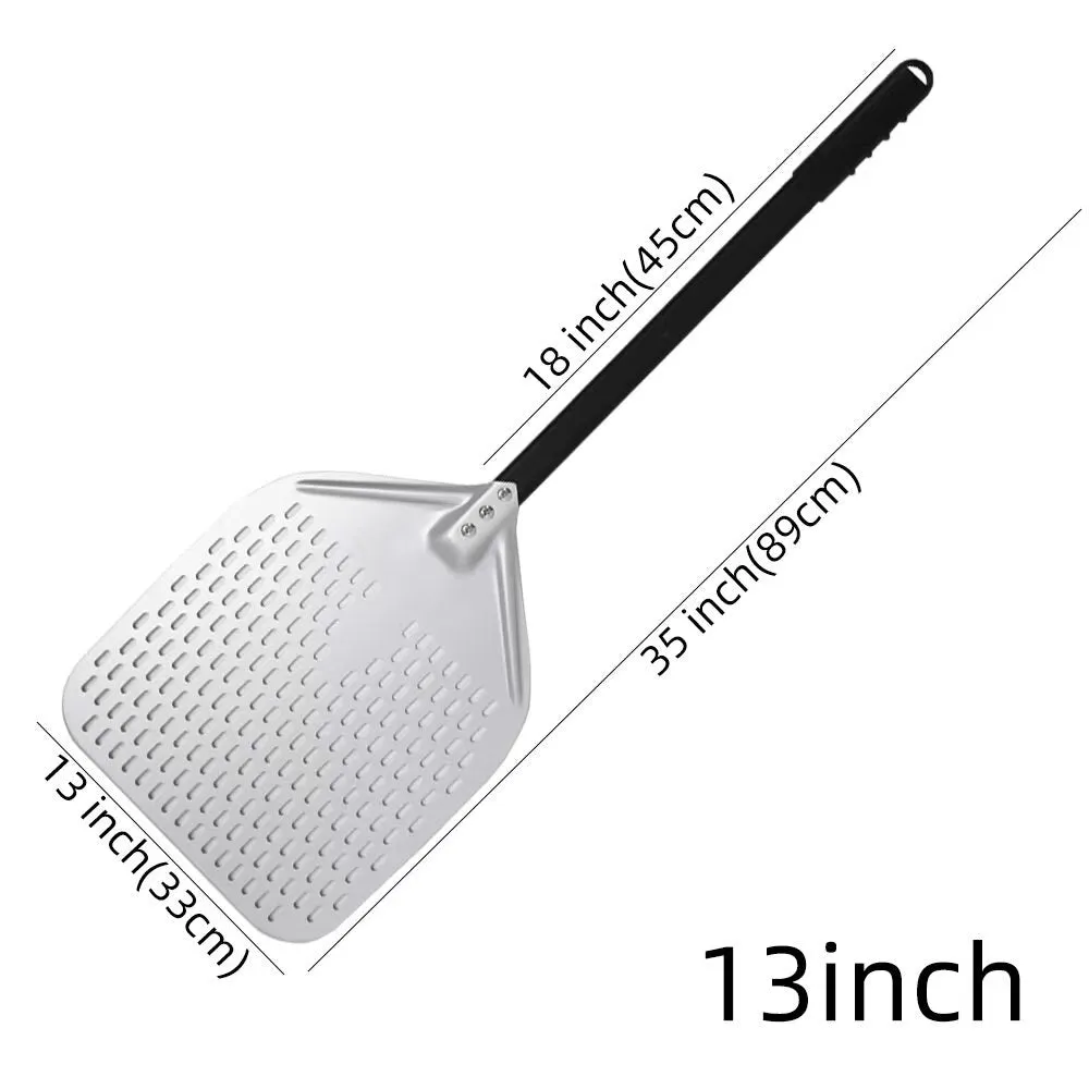 Anygleam Pizza Shovel 33 cm X 89cm Silver for Perforated Peel with Metal Handle Oven Turning Baking Accessory