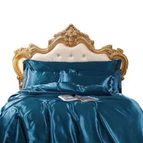 Anyhouz Beddings Blue AU Double Size 3 Pcs High End Satin Smooth Duvet Cover Set Luxury Polyester Silky Soft Cozy Bedding Set